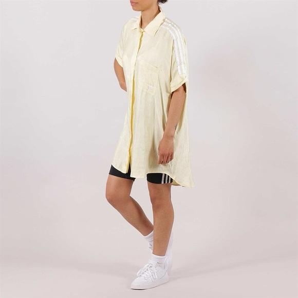 Adidas originals Satin Yellow Button-Up Shirt Dress - Picture 6 of 9